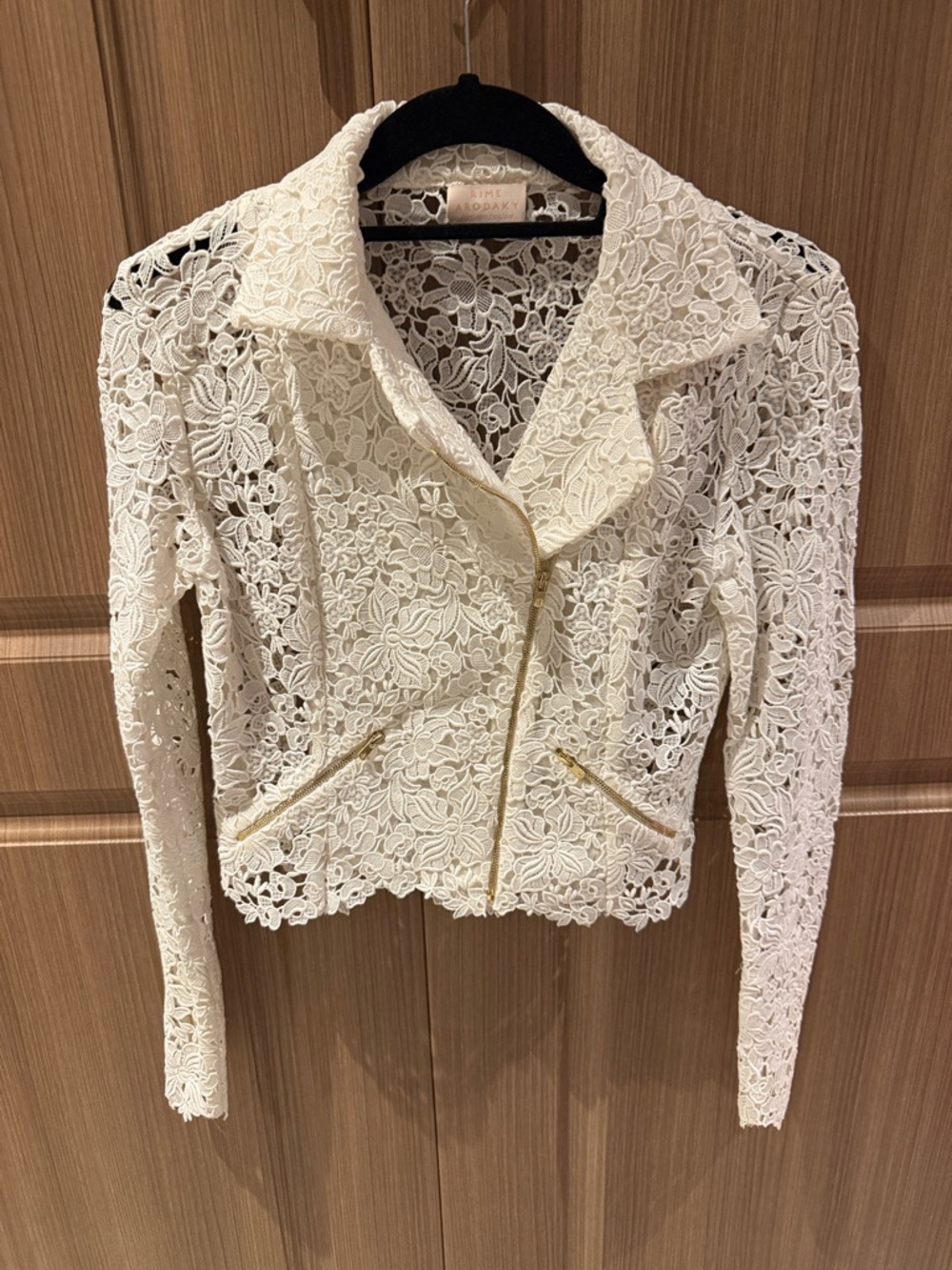 Rime Arodaky Ivory Floral Lace Zip Jacket